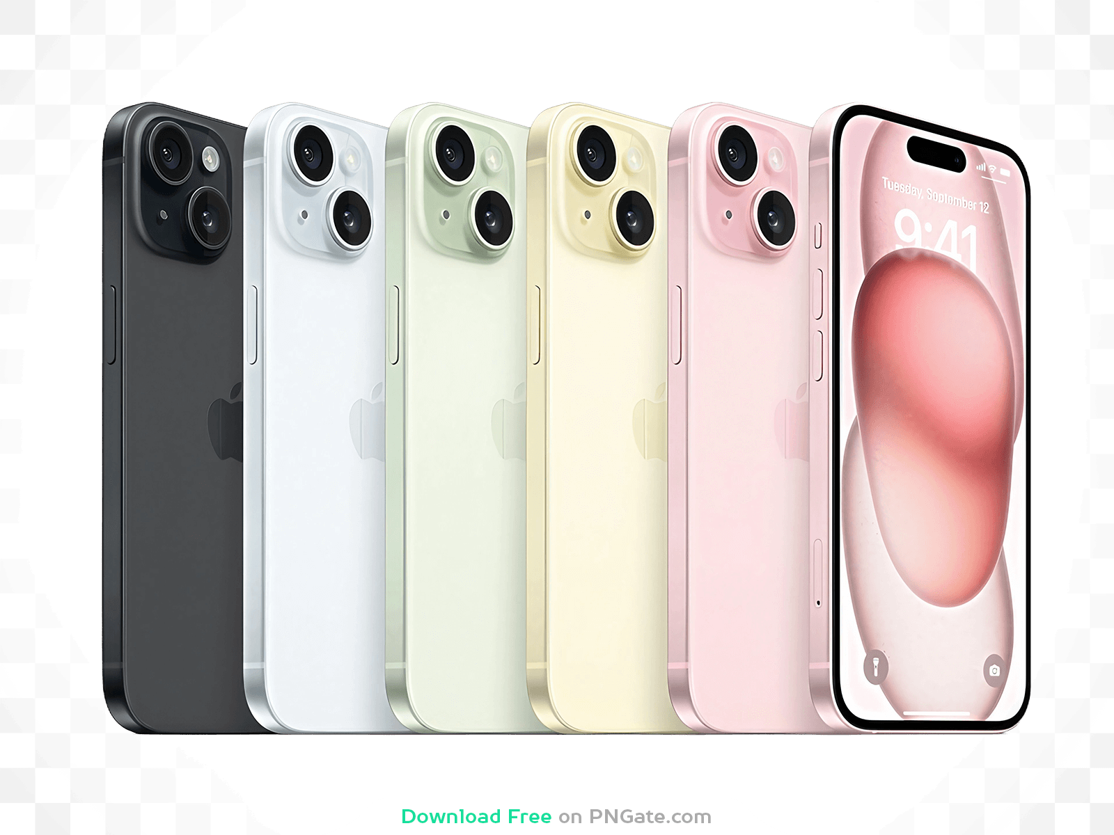 五彩缤纷的 iPhone 15 相继站成一排